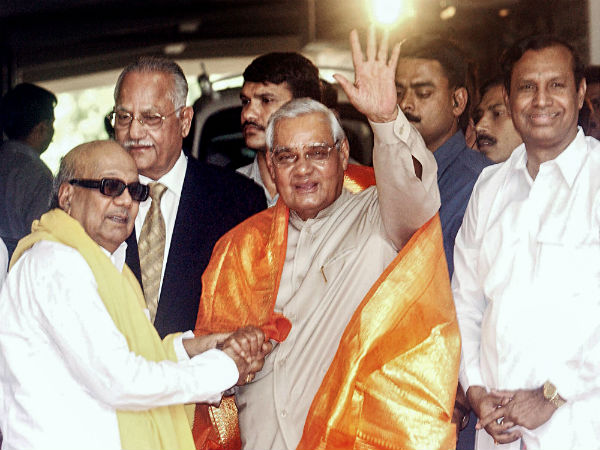Atal Bihari Vajpayee with late DMK chief M Karunanidhi
