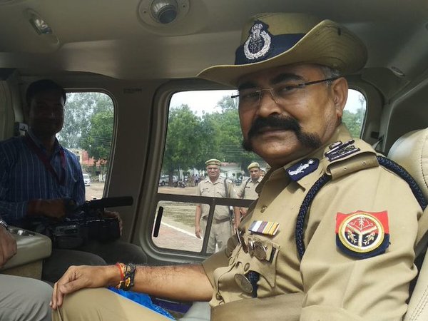 ADGP (Meerut Zone) Prashant Kumar in chopper