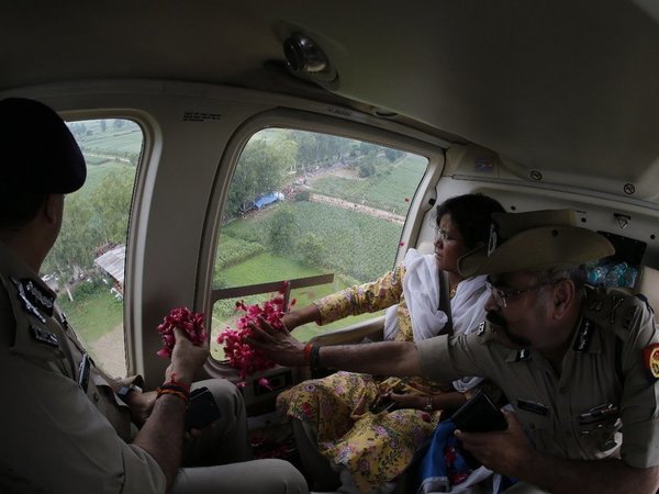 Showering rose petals
