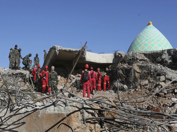 Collapsed Jamiul Jamaah Mosque in Bangsal, North Lombok