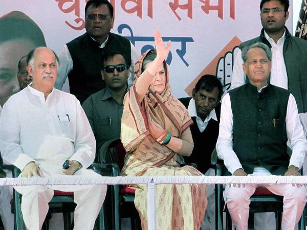 With Sonia Gandhi and Ashok Ghelot