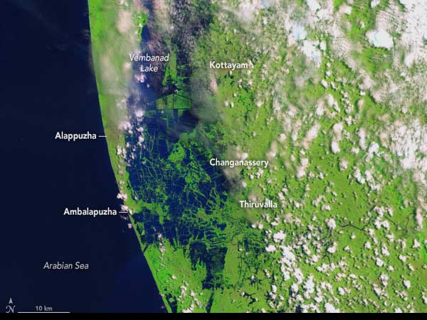 NASA releases images of before and after Kerala flood