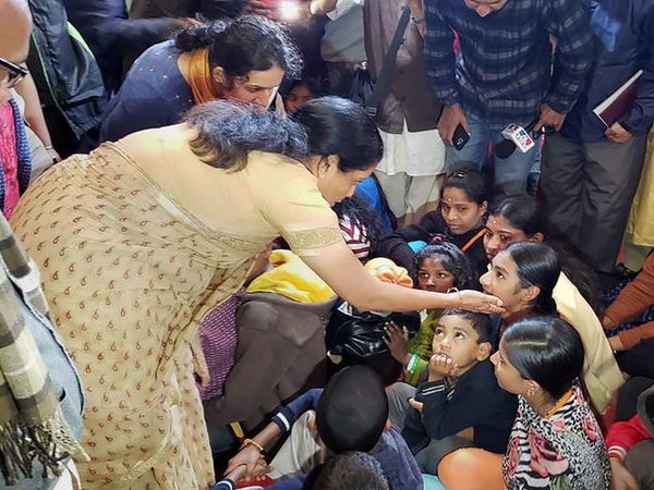Nirmala Sitharaman at relief camp