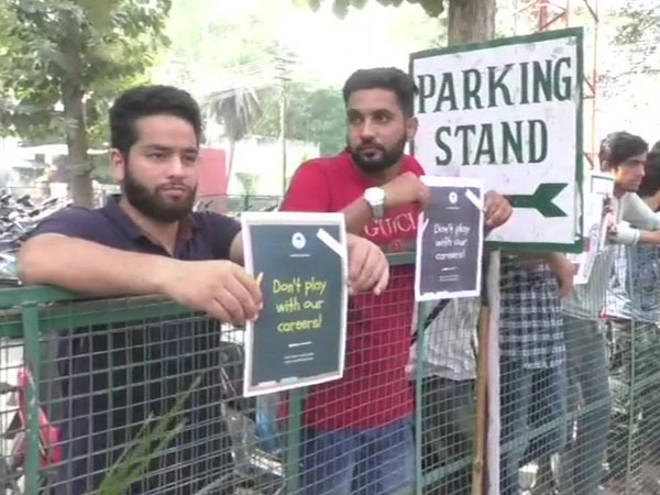 Students carried placards