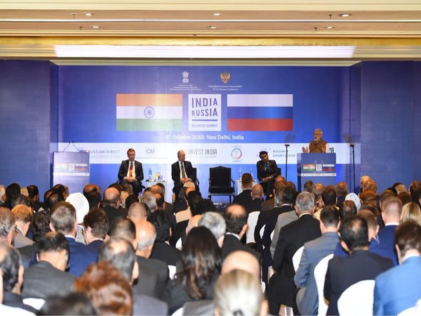 Modi and Putin at India-Russia Business Summit