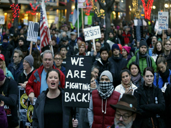 Protesters against Trump