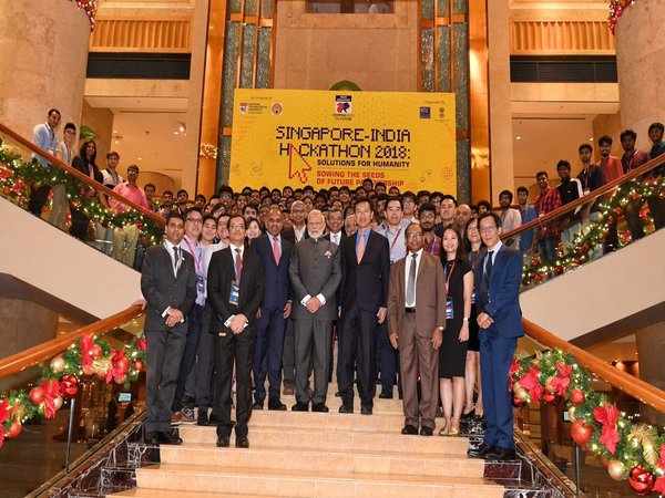 PM Modi at the first ever Singapore-India Hackathon
