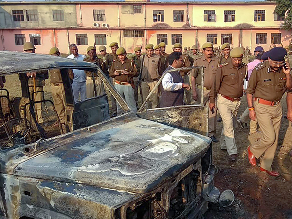 Policemen inspect spot