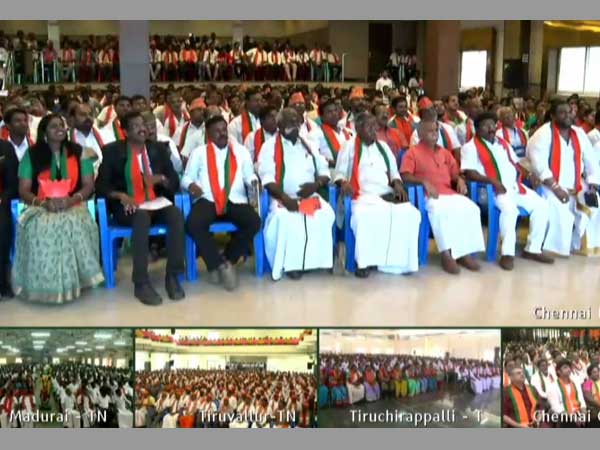 Tamil Nadu BJP workers listening to PM Modi