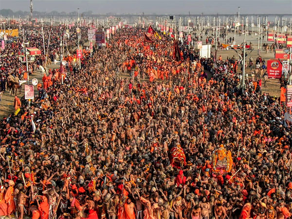 A sea of devotees gather to take bath at Sangam