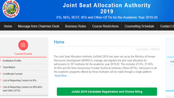 JOSAA 2019: IIT admission, registration, seat allotment full schedule JOSAA 2019: IIT admission, registration, seat allotment full schedule