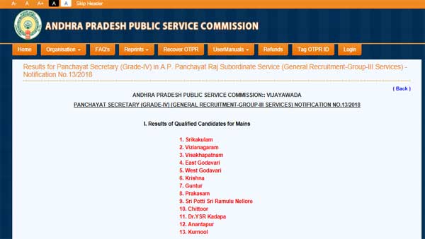 APPSC Panchayat Secretary Result 2019, region wise download, 2,000 candidates rejected APPSC Panchayat Secretary Result 2019, region wise download, 2,000 candidates rejected