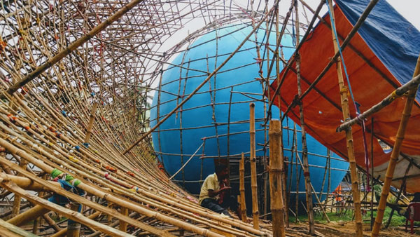 DumDum Park durga puja pandal work on progress