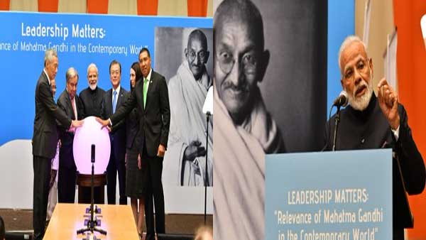 PM Modi inaugurates Solar Park at UN, highlights Gandhis relevance in todays world PM Modi inaugurates Solar Park at UN, highlights Gandhis relevance in todays world