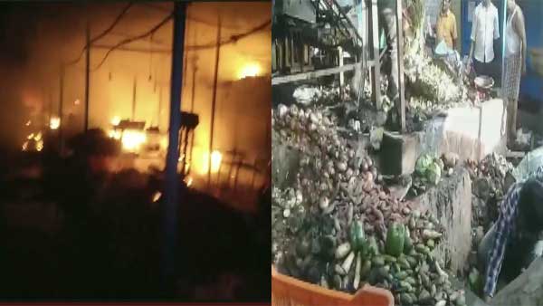 Ablaze in Sambalpur vegetable market gutted 70 shops Ablaze in Sambalpur vegetable market gutted 70 shops
