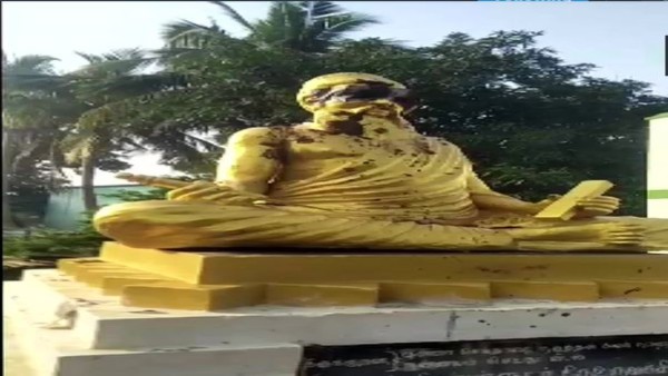 Statue of Tamil poet and philosopher, Thiruvalluvar vandalized Statue of Tamil poet and philosopher, Thiruvalluvar vandalized