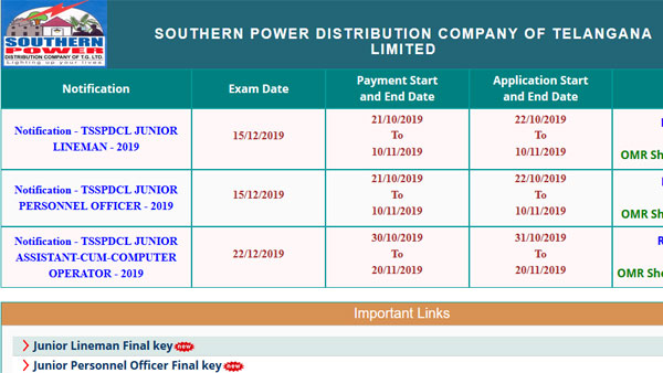 TSSPDCL Result 2019 declared on this website TSSPDCL Result 2019 declared on this website