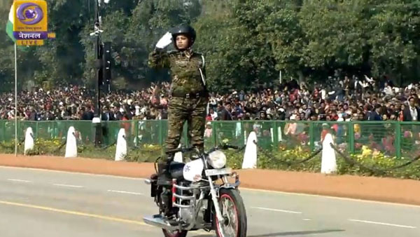 Women CRPF biker team perform daredevil stunts on Royal Enfield Motorcycle