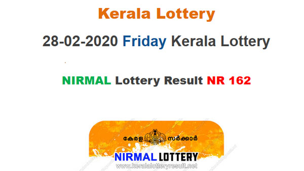 Kerala Lottery Nirmal NR-162 today lottery result LIVE Kerala Lottery Nirmal NR-162 today lottery result LIVE
