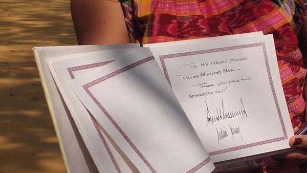 US Prez Donald Trump thanks Great Friend Modi in Sabarmati note 