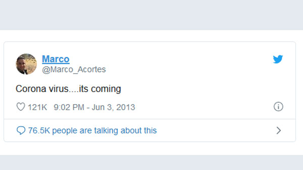 Man predicted the Coronavirus outbreak 7 years ago: Report