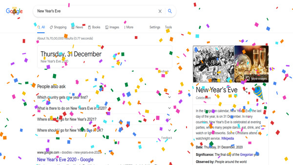 Google Doodle celebrates New Year’s eve with twinkling lights and confetti poppers 