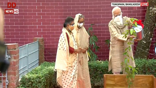 PM plants sapling at Bangabandhu Mausoleum Complex