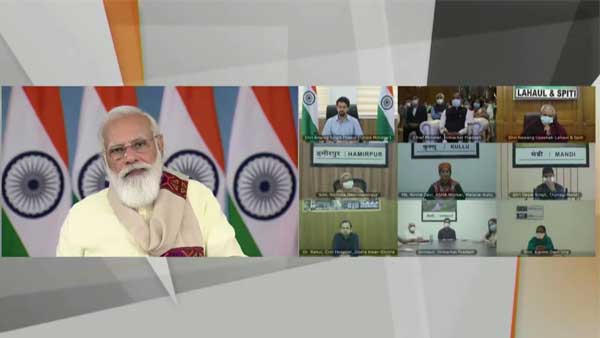 PM Modi interacts with health workers, vaccine beneficiaries in Himachal Pradesh PM Modi interacts with health workers, vaccine beneficiaries in Himachal Pradesh