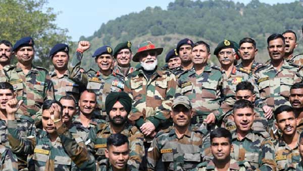 PM Modi with members of Armed forces
