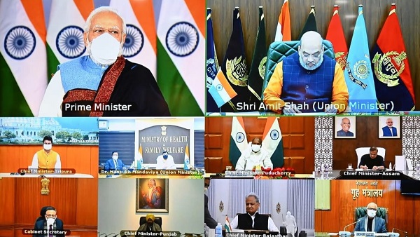 PM Modi starts virtual meeting with CMs to review the Covid-19 situation PM Modi starts virtual meeting with CMs to review the Covid-19 situation