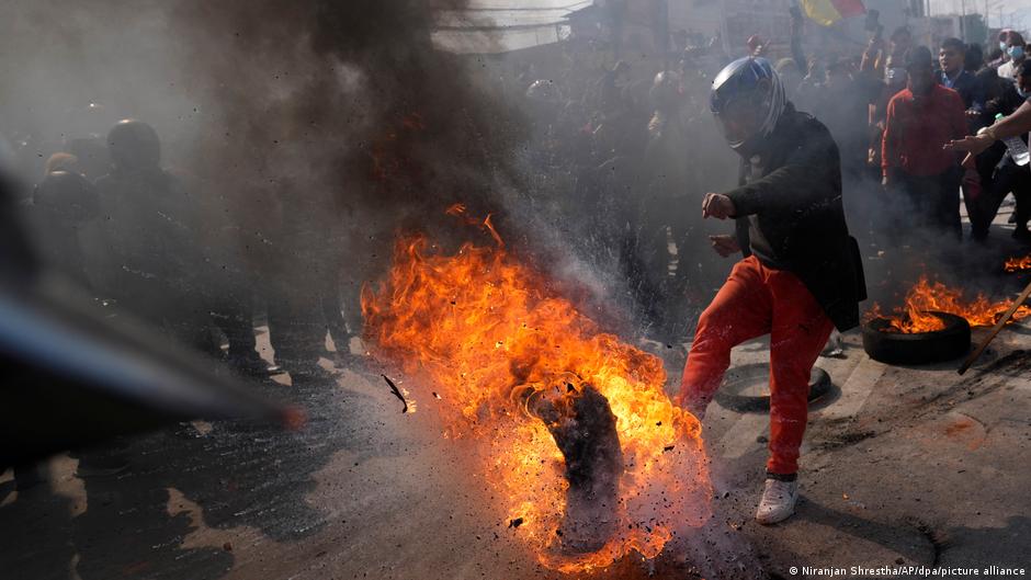 Several people were injured in the latest day of angry protests outside parliament