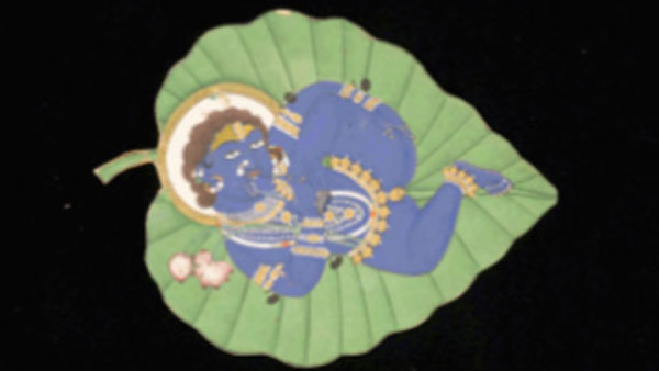 Baby Krishna on a banyan leaf: