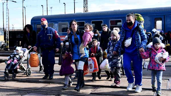 Refugees fleeing conflict from neighboring Ukraine arrive to Zahony, Hungary Refugees fleeing conflict from neighboring Ukraine arrive to Zahony, Hungary