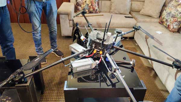 A Pakistani drone that was shot down by police near the international border A Pakistani drone that was shot down by police near the international border