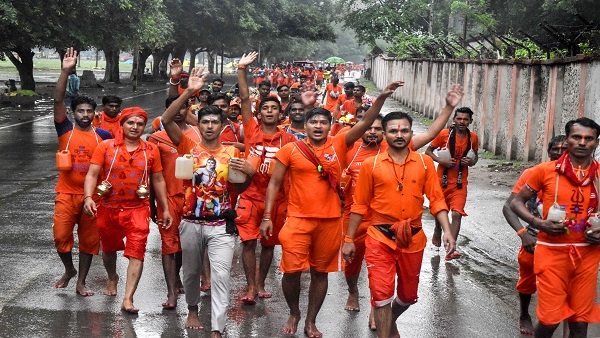 Kanwariyas carrying holy water