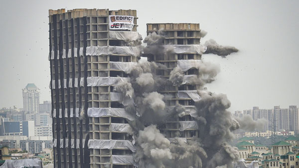 In pics: Images show how Noida Twin Tower turns to rubble in seconds