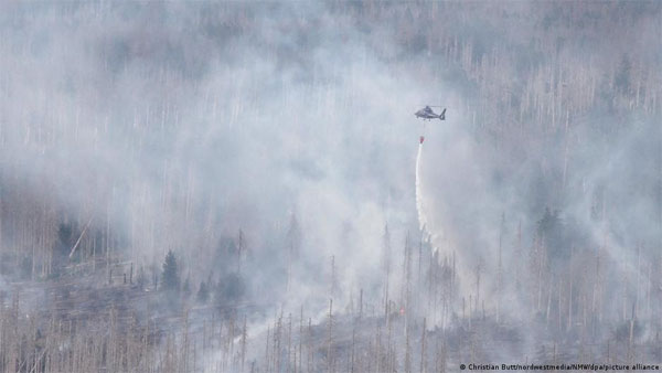 Forest fire at Germanys Brocken mountain spreads