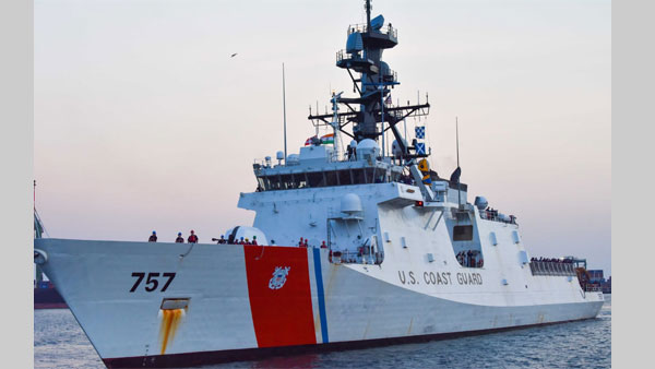 The U.S. Coast Guard Cutter (USCGC) Midgett, which is on a four-day visit to India, anchored at the Chennai Port on Friday, September 16