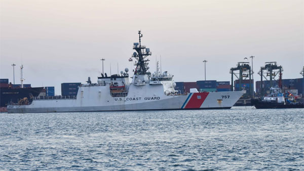 The U.S. Coast Guard Cutter (USCGC) Midgett, which is on a four-day visit to India, anchored at the Chennai Port on Friday, September 16