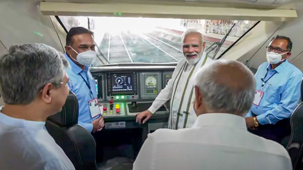 Mumbai to Gandhinagar: PM Modi flags off swanky Vande Bharat train, takes a ride too! (Pics Inside)
