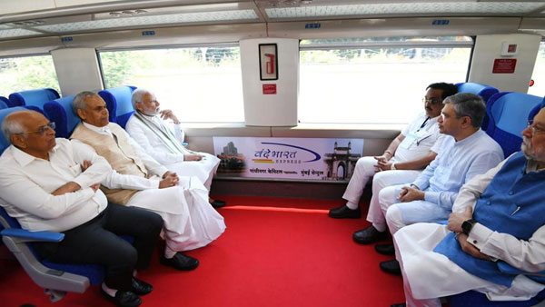 PM Modi buys first ticket of Gandhinagar-Mumbai Vande Bharat train | See pics