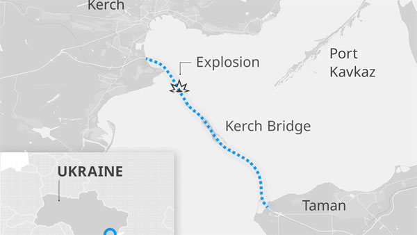 The bridge over the Kerch Strait connects Russia with the illegally annexed Crimea