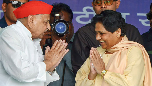 Yadav with his one-time rival Mayawati