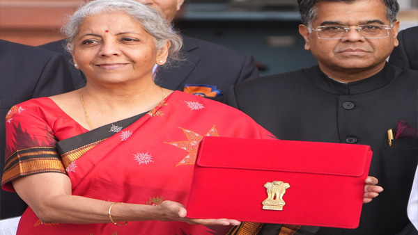 Union Finance Minister Nirmala Sitharaman holds a folder-case containing Union Budget 2023-24 outside the Finance Ministry at North Block, in New Delhi Union Finance Minister Nirmala Sitharaman holds a folder-case containing Union Budget 2023-24 outside the Finance Ministry at North Block, in New Delhi