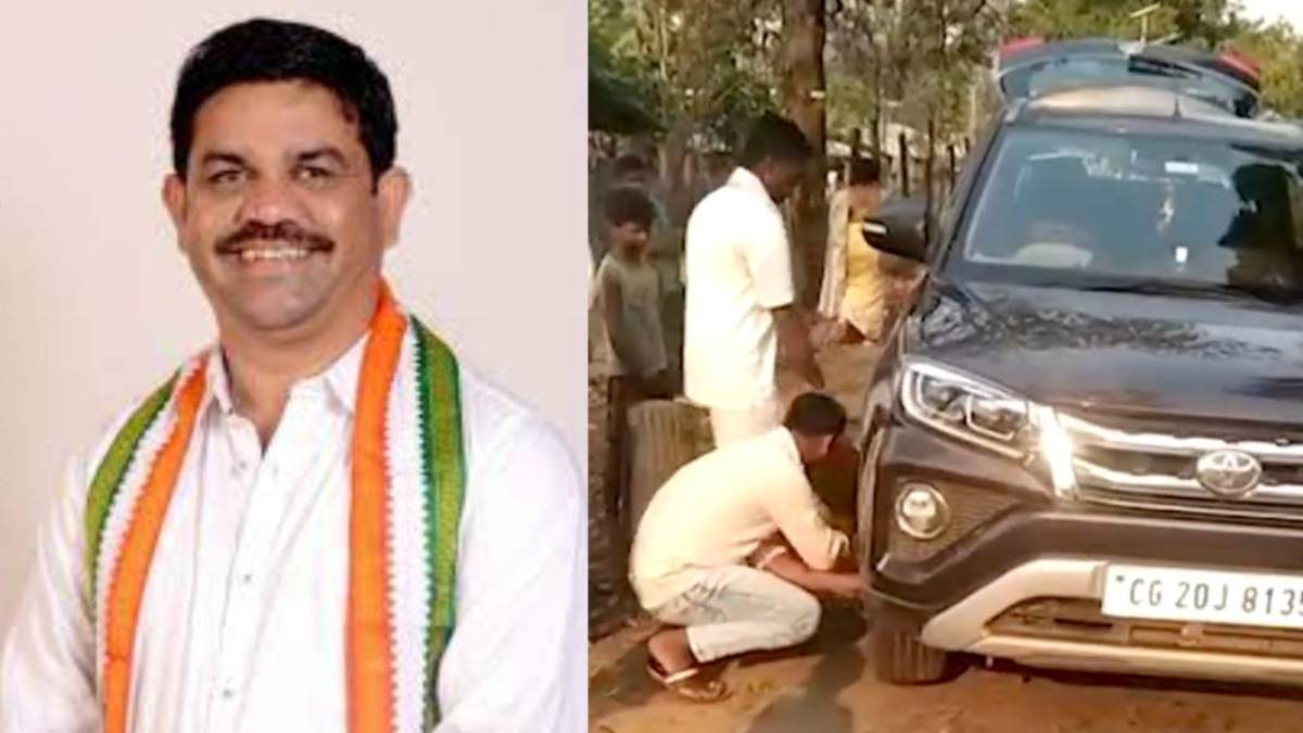 Chhattisgarh: Congress MLA Vikram Mandavis convoy attacked by naxals in Bijapur Chhattisgarh: Congress MLA Vikram Mandavis convoy attacked by naxals in Bijapur