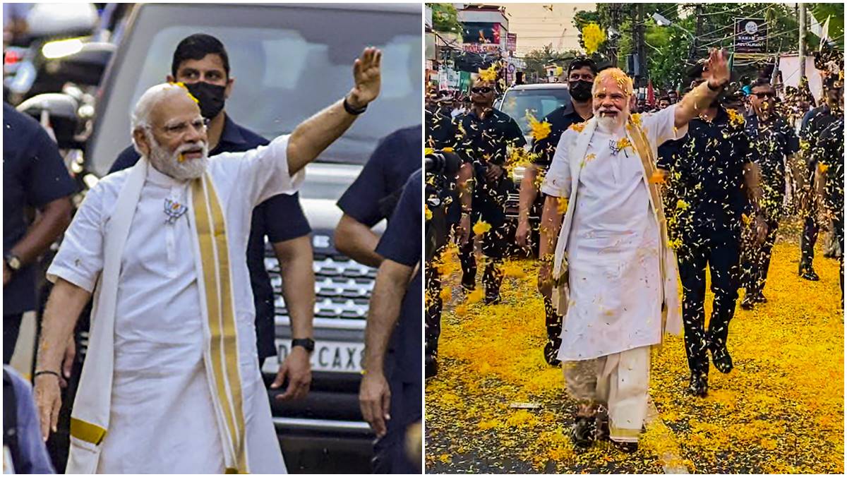 In Pics: Mundu-clad PM Modi holds roadshow in Kochi