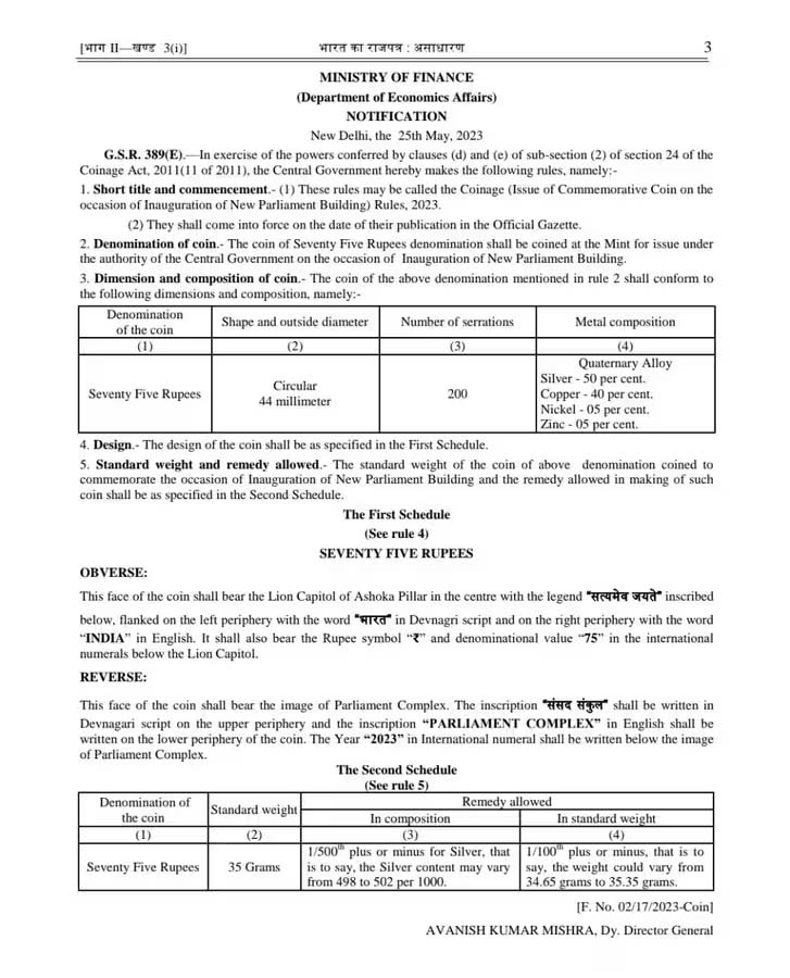 To Mark New Parliament Launch, Centre To Mint Rs 75 Coin