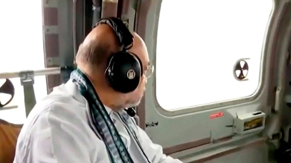 Union Home Minister Amit Shah conducts aerial survey of areas affected due to Cyclone Biparjoy in Gujarat