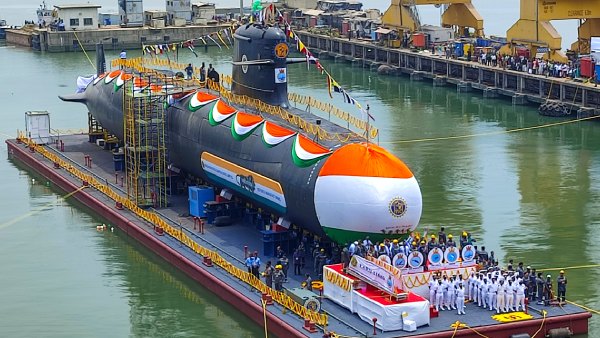 Indias Scorpene-class Submarine INS Vagsheer. PTI photo