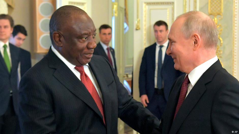In St. Petersburg, South African President Cyril Ramaphosa told Vladimir Putin he wanted to see an end to the war in Ukraine